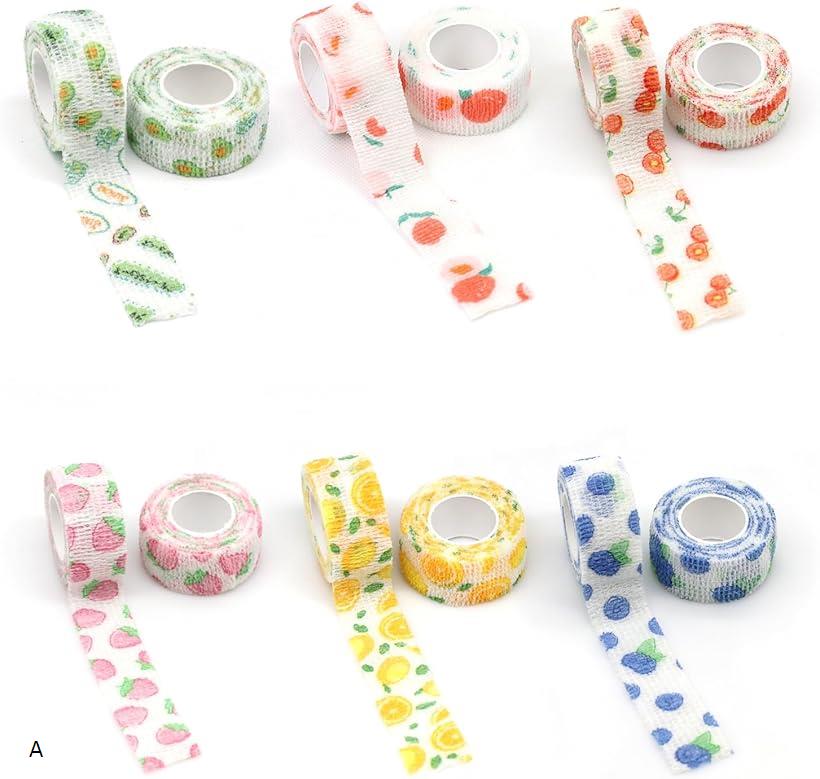 自着性テープ 包帯 伸縮性 2.5cmx4m 6個セット (A, 2.5cmx4m)