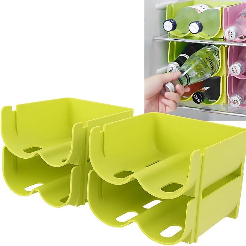 冷蔵庫 ドリンクホルダー ペットボトル 缶 収納 ケース (グリーン)(3)