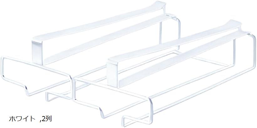 ワイングラスホルダー 吊り下げ 収納 ワインラック 戸棚下収納 工具不要 (ホワイト, 2列)