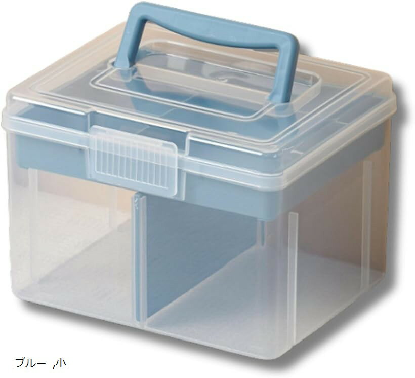 救急箱 薬箱 救急ボックス お薬 収納ケース 薬整理 仕切り付き (ブルー, 小)