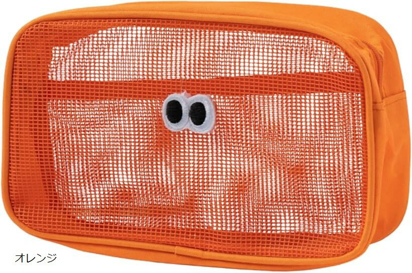 横型ポーチ メッシュ 刺繍 目玉デザイン 小物入れ 軽量 コスメ 化粧品収納 レディース メンズ 旅行 持..