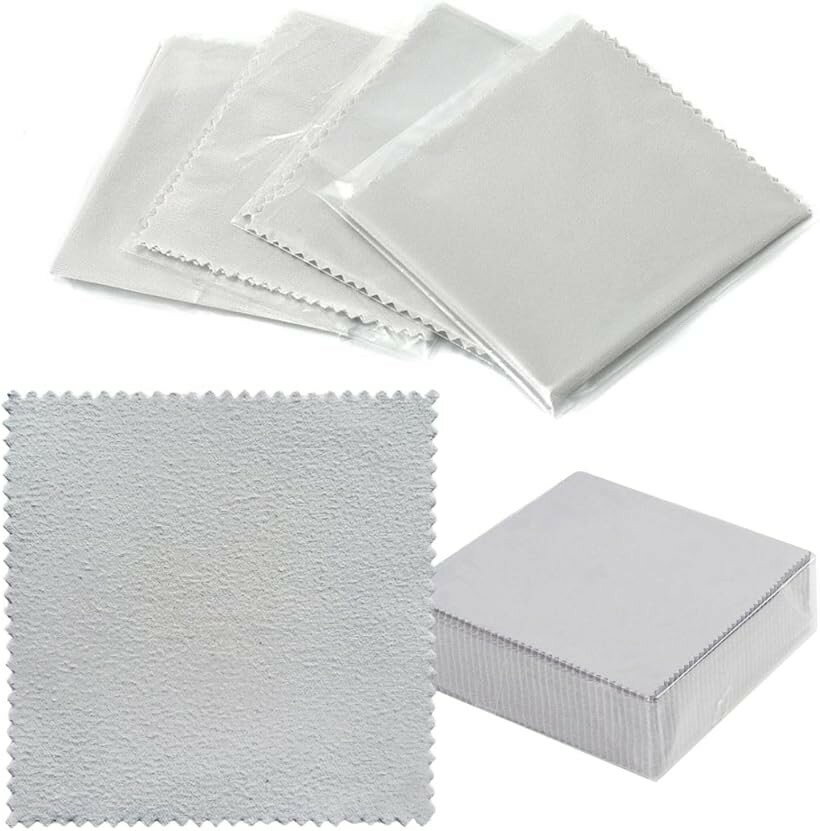 シルバー磨き クロス 銀磨き 貴金属磨き 布 アクセサリー ネックレス 楽器 (グレー, 100枚)