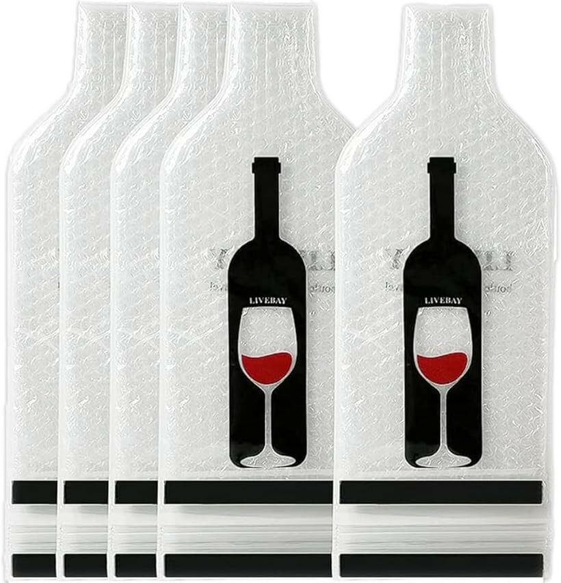 ワインボトル 保護バッグ 持ち運び 漏れ防止 ラッピング 4枚セット (クリア)