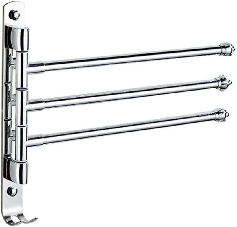 タオルハンガー スイングアーム式 タオル掛け タオルバー 壁掛け 省スペース ステンレス製 3本タイプ (..