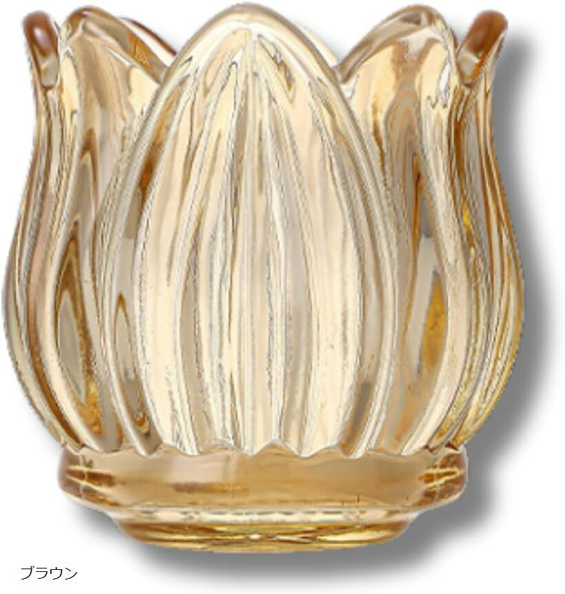 キャンドルホルダー ガラス キャンドルスタンド ロウソク立て 燭台 (ブラウン, サイズ：幅7x奥行7x高さ7cm)