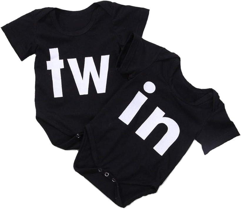 Twin双子ツインコーデ赤ちゃん新生児ロンパースベビーbaby服お揃いリンクコーデペアルック衣類Twins灰色Sサイズ(グレー,S)