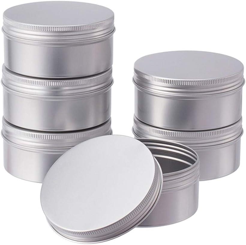 6個セット200mlアルミ缶 アルミネジキャップ缶 小分け容器 詰め替え容器 クリームケース 化粧品 小物用収納ボックス( シルバー, 6個 (x 1))