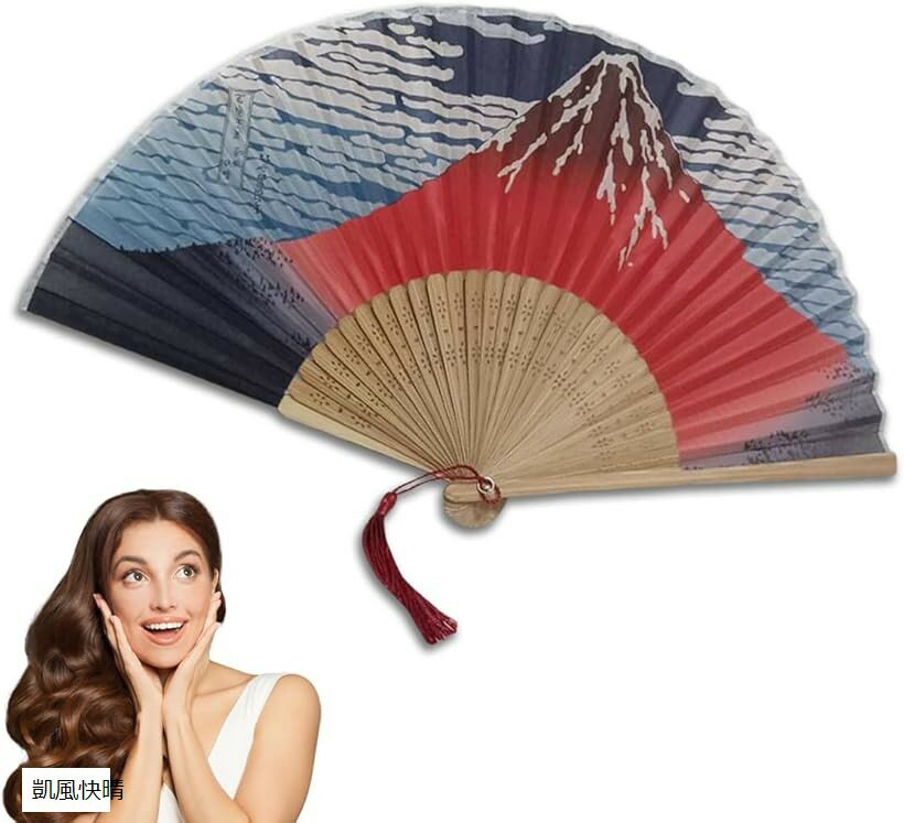 外国人が喜ぶ日本のお土産 扇子 和柄 富嶽三十六景 (凱風快晴, ワンサイズ)