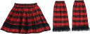 フリフリ ウエストゴム スカート レッグカバー セット フリーサイズ(B/赤黒チェック, Free Size)