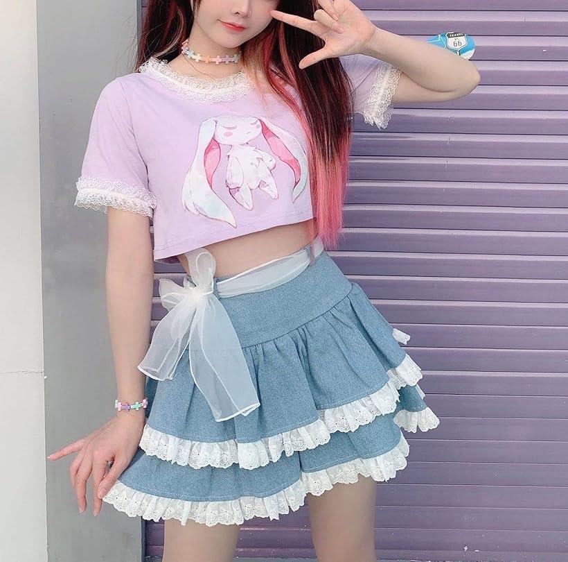 スピード発送　Reapri（リアプリ）の大きいサイズ フリフリ ウエストゴム スカート XXL(ブルーグレー, 2XL)｜アングル2