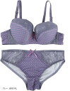 レース付き 水玉 ランジェリー 上下 セット(グレー, B95/XXL)
