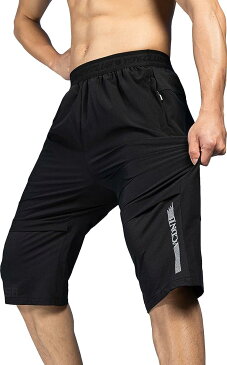 スポーツ ハーフパンツ メンズ ショートパンツ 通気 短パン 半ズボン(ブラック, L)