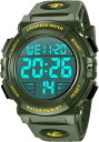 腕時計 メンズ デジタル 50メートル防水 日付 曜日 アラーム LED表示 多機能付き 防水腕時計 取扱説明書付き