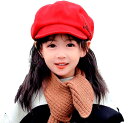 ミャオッティ キャスケット帽 ベレー帽 ガールズ帽子 キッズキャップ 子ども 女の子 ツバ付き 子供用( レッド, 52.0 cm)