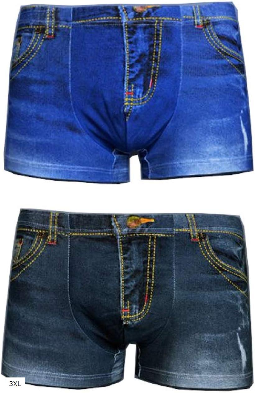 ボクサーパンツ 2枚セット デニム風 下着(ブルー, 3XL)