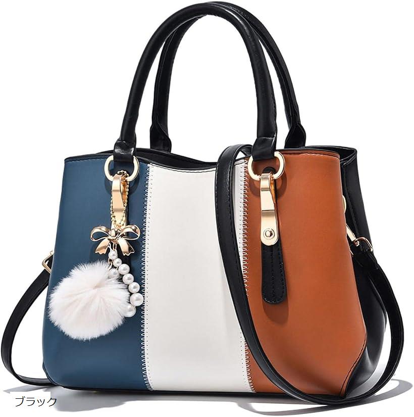 ハンドバッグ レディース 斜めがけ 肩掛け 通勤バッグ ショルダーバッグ 手提げ カバン 2way ブラック (ブラック)