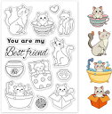 【全品P5倍★ワンダフルデー】 BENECREAT 1枚 クリアスタンプ you're my best friends,猫 透明 印鑑 スクラップブッキング