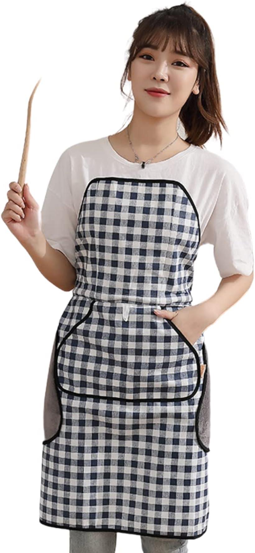 エプロン ひもなし おしゃれ えぷろん メンズ レディース ワンタッチ (ブルー, ワンサイズ)