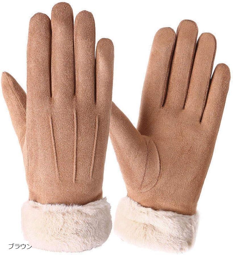 morytrade 手袋 レディース てぶくろ スマホ 対応 グローブ 裏起毛 女性 シンプル ブラウン (ブラウン, Free Size)