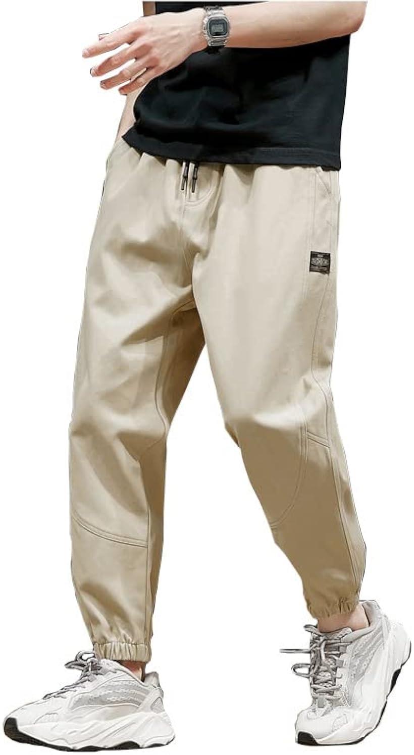 Required ジョガーパンツ メンズ ゆったり サルエルパンツ ズボン 9分丈 ワイドパンツ( ベージュ, XL)