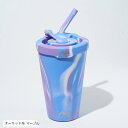 マーブリコ シリコン製 カップ 480ml キャップ ストロー付き BPAフリー cap+straw(オーキッド系 マーブル, 480ml)(3)