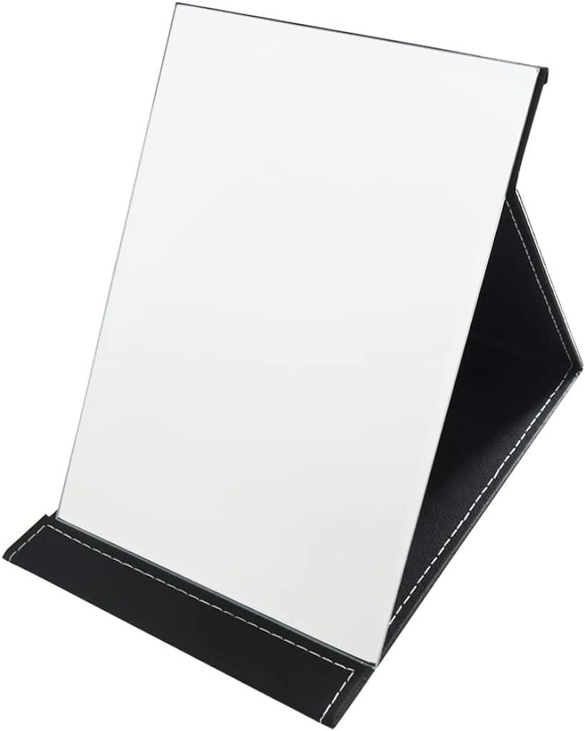 Bandys 大きな鏡 化粧鏡 鏡 卓上 ミラー 折立鏡 折りたたみ式 自立式 角度調節 Lサイズ (26×18cm)