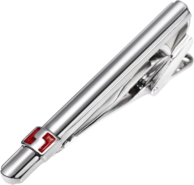 ネクタイピン メンズ スーツ アクセサリー プレゼント クリップ式(レッド)