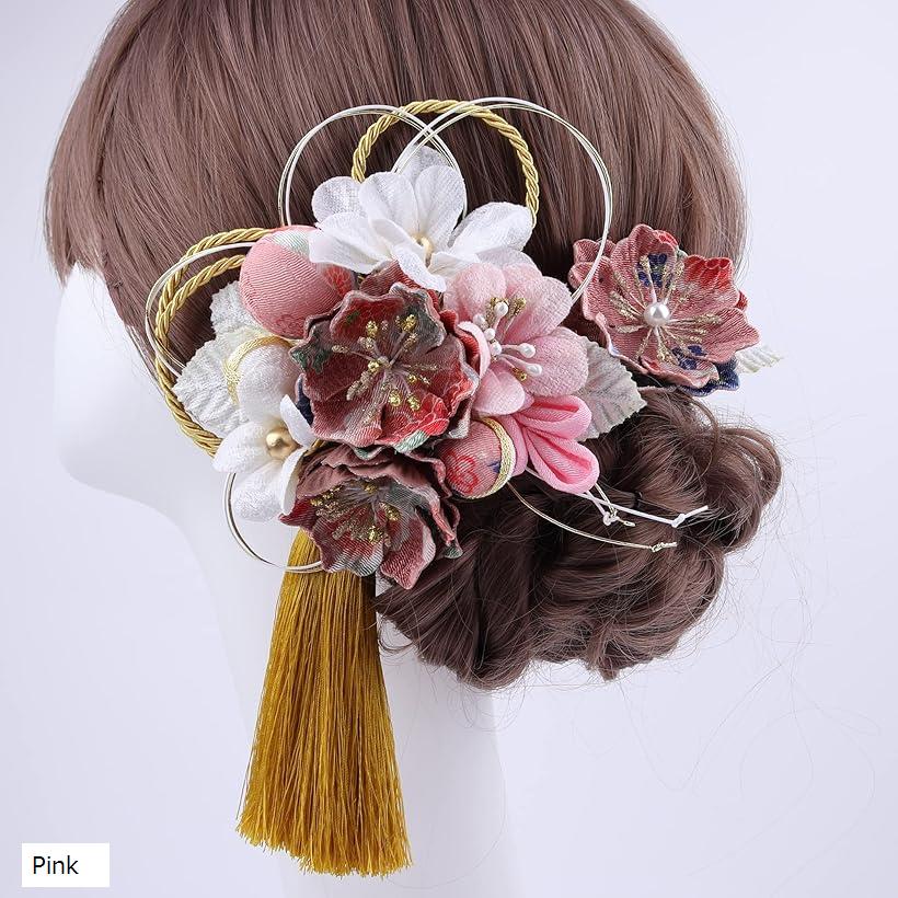 レディス 髪飾り 成人式 卒業式 結婚式 専用ケース付き Pink (Pink, クイーン)
