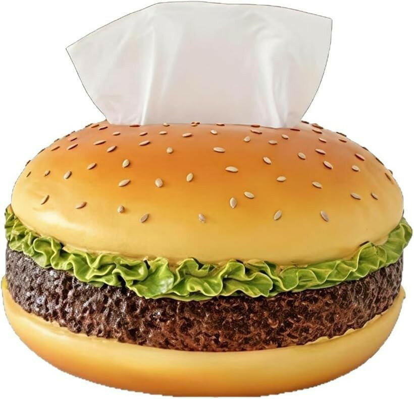 商品コード2bkf8hgxvi商品名ティッシュケース ハンバーガー型 ティッシュカバー 面白い 店舗 車内 インテリア 飲食店装飾 ティッシュブランドQuikabooカラーイエローサイズ等普通「ユニークなハンバーガーデザイン」本物そっくりなハンバーガーの見た目が目を引く、置くだけで楽しい雰囲気にしてくれる、かわいいインテリア雑貨です。「生活感をおしゃれにカバー」そのままだと味気ないティッシュを、インテリア雑貨のようにかわいく演出できます。「いろいろな場所で使える」デスクやリビング、車内などを一気に遊び心のある空間に変えてくれます。ハンバーガーショップやカフェのレジ横、テーブル席、お店の雰囲気づくりや話題づくりにぴったり。「軽くて扱いやすい硬質プラスチック製」ほどよい硬さがありながら軽量で、オフィスデスクや車内インテリアのアクセントとしても使いやすい。一般的な箱ティッシュは入りません。ソフトパックティッシュを入れてご使用ください。取り出し口まわりに細かなバリが残っている場合があります。気になる場合は、紙やすりなどで整えてからご使用ください。「プレゼントにもおすすめ」ティッシュを引き出すたびに楽しい気分に。友人や家族へのちょっとしたギフトにも喜ばれます。サイズ：約17.5cm x 約17.5cm x 約8.5cm※ 他ネットショップでも併売しているため、ご注文後に在庫切れとなる場合があります。予めご了承ください。※ 品薄または希少等の理由により、参考価格よりも高い価格で販売されている場合があります。ご注文の際には必ず販売価格をご確認ください。※ 沖縄県、離島または一部地域の場合、別途送料の負担をお願いする場合があります。予めご了承ください。※ お使いのモニタにより写真の色が実際の商品の色と異なる場合や、イメージに差異が生じることがあります。予めご了承ください。※ 商品の詳細（カラー・数量・サイズ 等）については、ページ内の商品説明をご確認のうえ、ご注文ください。※ モバイル版・スマホ版ページでは、お使いの端末によっては一部の情報が表示されないことがあります。すべての記載情報をご確認するには、PC版ページをご覧ください。