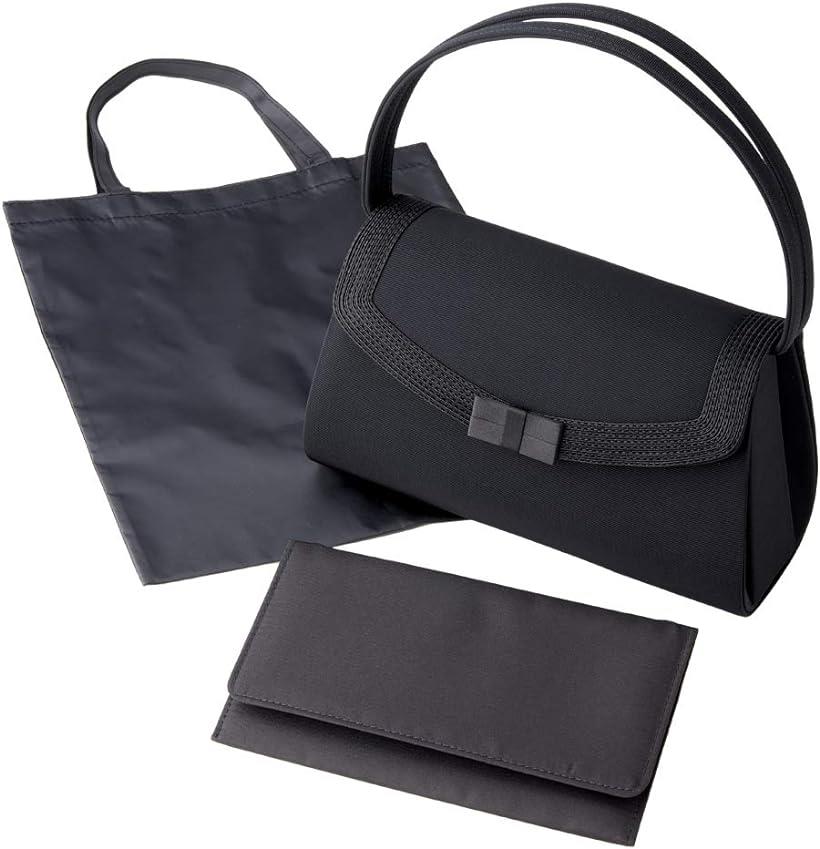 フォーマルバッグ 布製 葬儀用バッグ 礼服用バッグ 葬冠婚葬祭 慶弔両用 サブバッグ 袱紗 3点 セット ALFB04 (［08-04］ フォーマルバッグ ブラック ALFB04, Free Size)