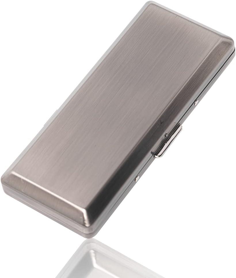 メタル 【全品P5倍★5/23 20時～】金属製のシガレットケースには、100mmのシガレット用に10個のレギュラーサイズのシガレットを収納できます (Grey)