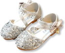 キッズ シューズ フォーマル 女の子 靴 子供 リボン 発表会 入学式 卒園式 結婚式 ドレス 18cm( シルバー, 18.0 cm)