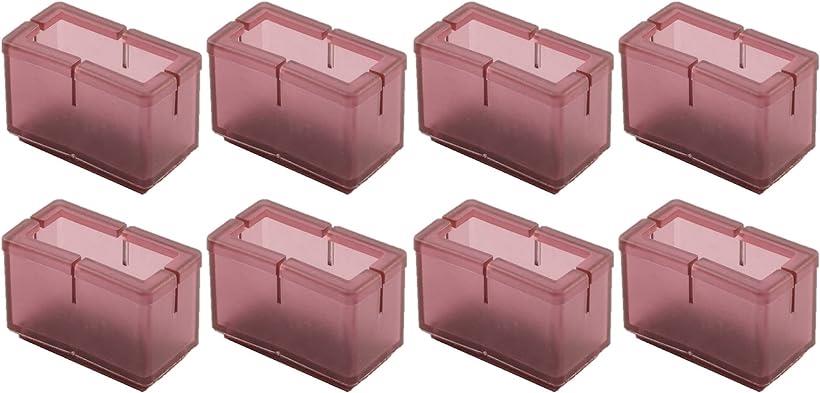 椅子脚カバー 8個セット 角型16-21mmx37-42mm 深紅 ワインレッド フェルト付き 椅子脚キャップ ガード 騒音 トラブル 防止 床傷防止(紅, 角型16-21mmx37-42mm)