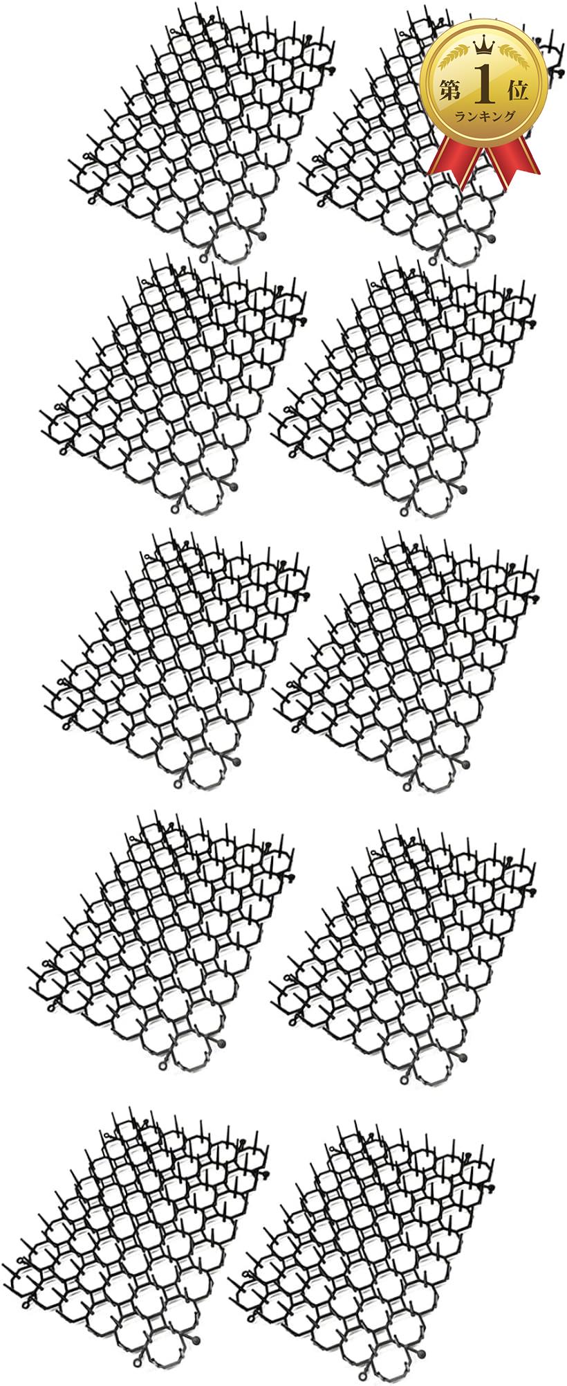 猫除けシート 侵入防止 トゲトゲマット カット可能 連結可能 庭 ベランダ プラスチック製 (黒ブラック10枚セット)