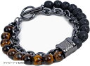 パワーストーン ブレスレット メンズ レディース アクセサリー(タイガーアイ&溶岩石)