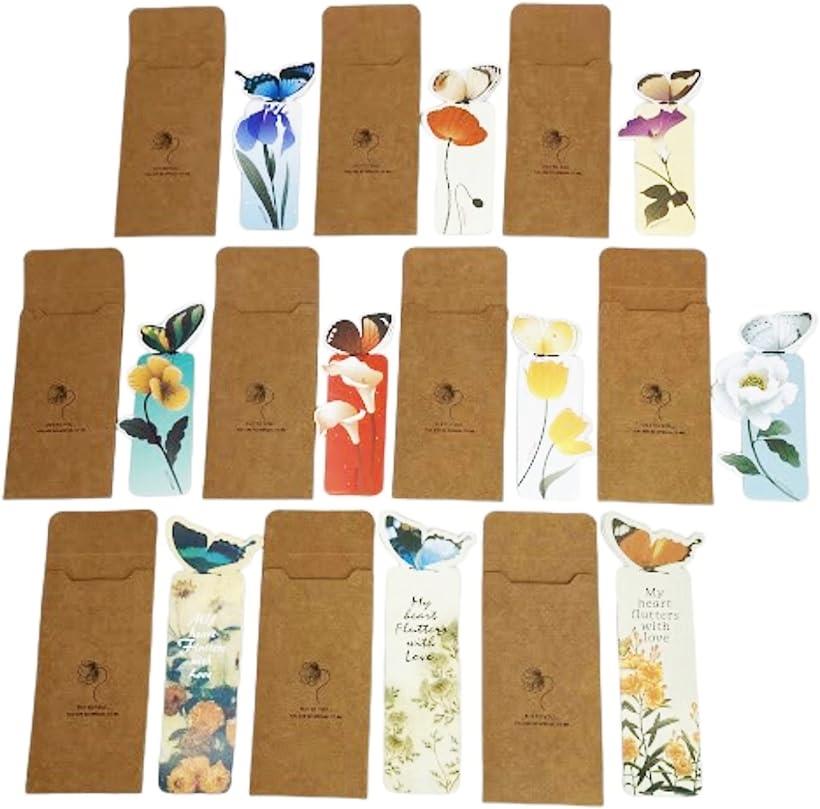 母の日 しおり 蝶々 ブックマーク ランダム 10枚セット メッセージカード 封筒付き 立体 3D メモ 花 フラワー