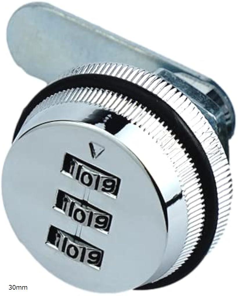 【P5倍★BLACK FRIDAY】カムロック ダイヤル式 キーレスカムロック 補助錠 錠前 3桁暗証番号 キャビネットロック ドアロック シェアハウス鍵 引き出し錠 取説付き(30mm)