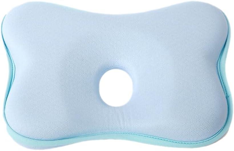 ベビー枕 赤ちゃん枕 クッション コットン 綿 100％ 向き癖 改善 対策 防止 新生児( ブルー)