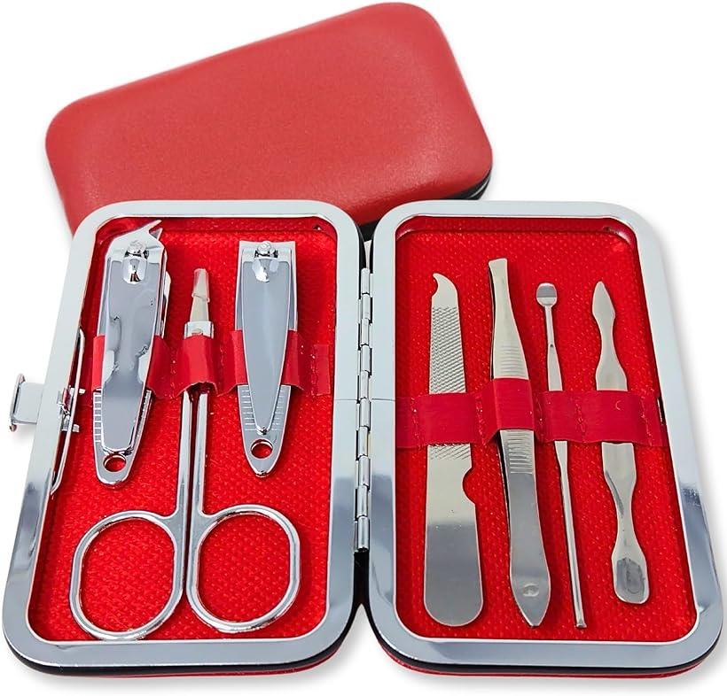 ネイルケアセット 爪切り 爪やすり 甘皮処理 眉毛 ハサミ 毛抜き 耳かき 7ストロベリー (7ストロベリー)