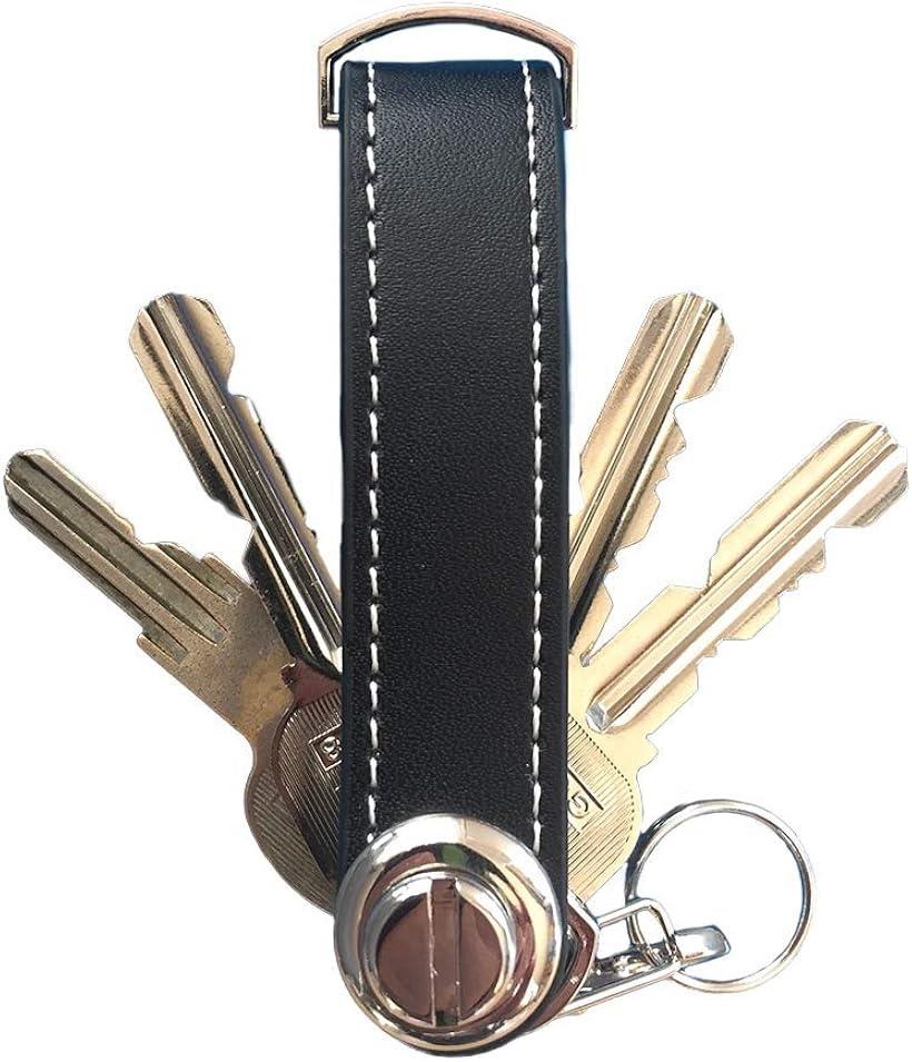 キーホルダー リング マルチ ツール 型 本革 カギ 鍵 束 収納 ブラック (ブラック)