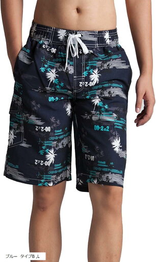 サーフパンツ スイムパンツ 海パン メンズ ハーフパンツ 水着 スイムウェア 短パン(ブルー タイプB, L) サーフパンツ スイムパンツ 海パン メンズ ハーフパンツ 水着 スイムウェア 短パン(ブルー タイプB, L)