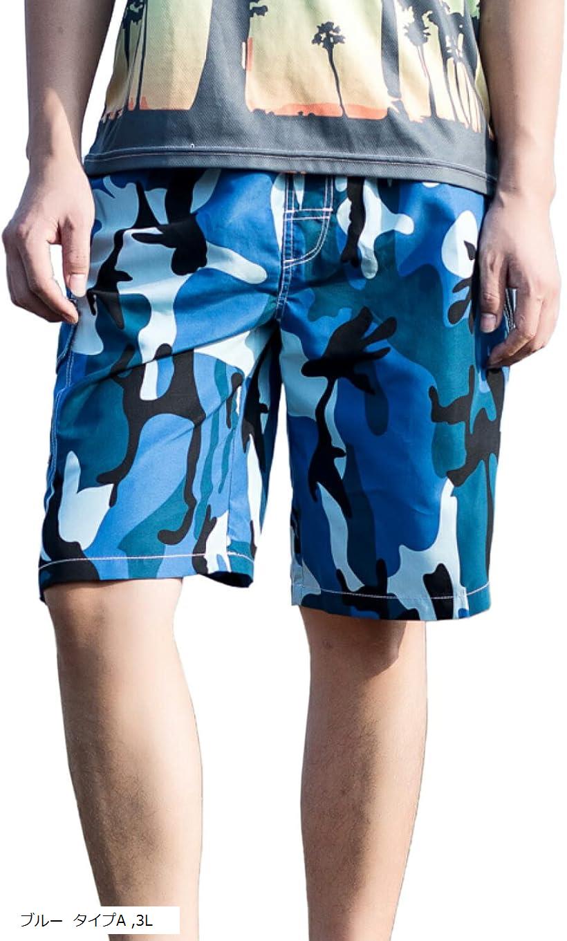サーフパンツ スイムパンツ 海パン メンズ ハーフパンツ 水着 スイムウェア 短パン(ブルー タイプA, 3L)