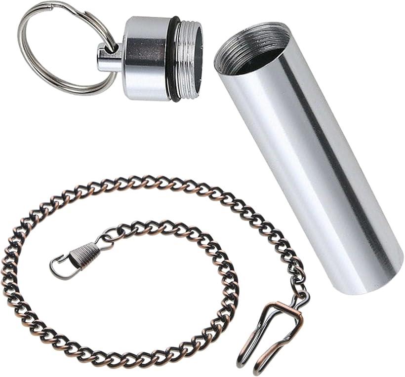 アルミ 製 TIG 溶接 タングステン 収納 ケース 落下 防止 35cm チェーン 付き 銀色 SN-232 TC- 高さ97mm-黒チェーンB (シルバー)