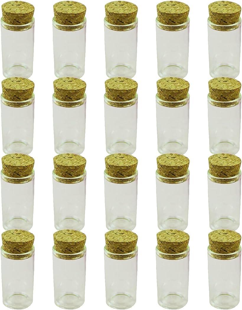 母の日 ガラス小瓶 ハ－バリウム コルク栓付 20本セット 透明 ガラス製 アロマオイル 香水 花材 ビーズ 試験管 30ml 