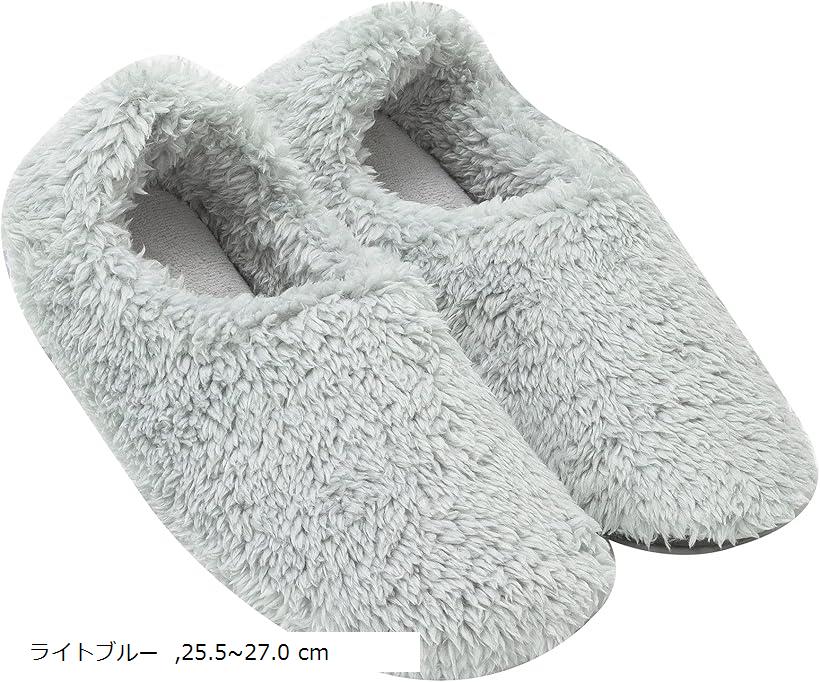 あったか ルームシューズ スリッパ かかと付き 男女兼用 もこもこ 軽量 (ライトブルー, 25.5～27.0 cm)