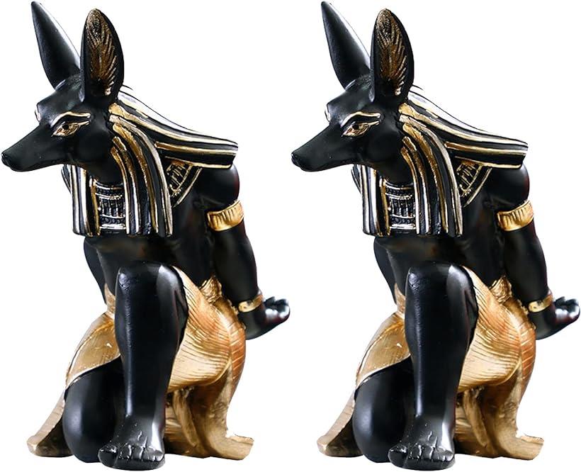 PIENSE スマホスタンド ホルダー 卓上 充電可 携帯 エジプト アヌビス神 動物 犬 インテリア オブジェ ワインホルダー可 2個 