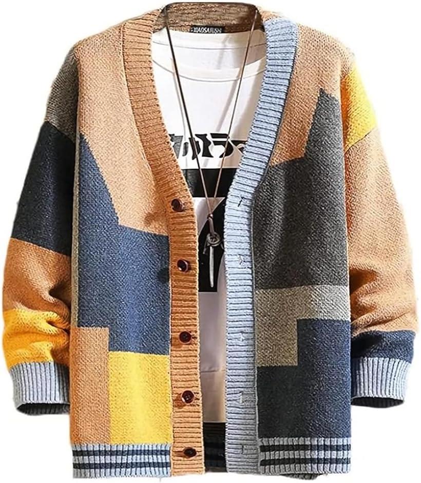 エンプティオ ボタン ニット アメカジ 前開き 暖かい カラフル カーディガン メンズ カワイイ ザックリ..