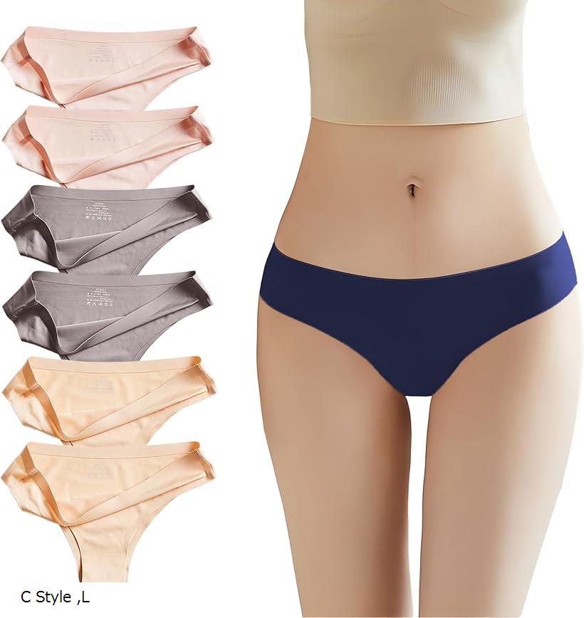 ショーツ レディース ブラジリアンカット 6枚組 シームレス 下着 優しい肌触り 消臭 抗菌 女性用 L C Style (C Style, L)