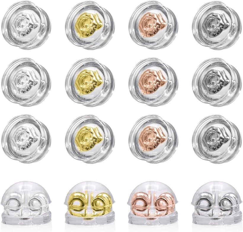 シリコンピアスキャッチ ダブルロックキャッチ 落ちない 8ペア 16個入り ミックス(ミックスカラー)