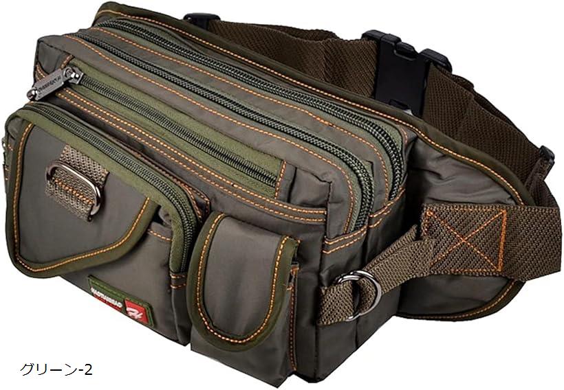 ウエストバッグ ウエストポーチ ボディバッグ メンズ レディース 多機能 アウトドア 防水 大容量 男女兼用 グリーン-2 (グリーン-2)